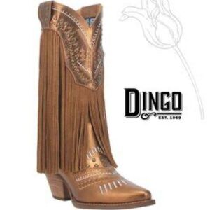 Dingo Tan Leather Fringe Boots
